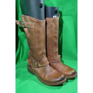 Freebird By Steven Brown Distressed Leather Biker Boots Womens Size 7